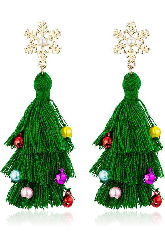 Christmas Tree Tassel Earrings