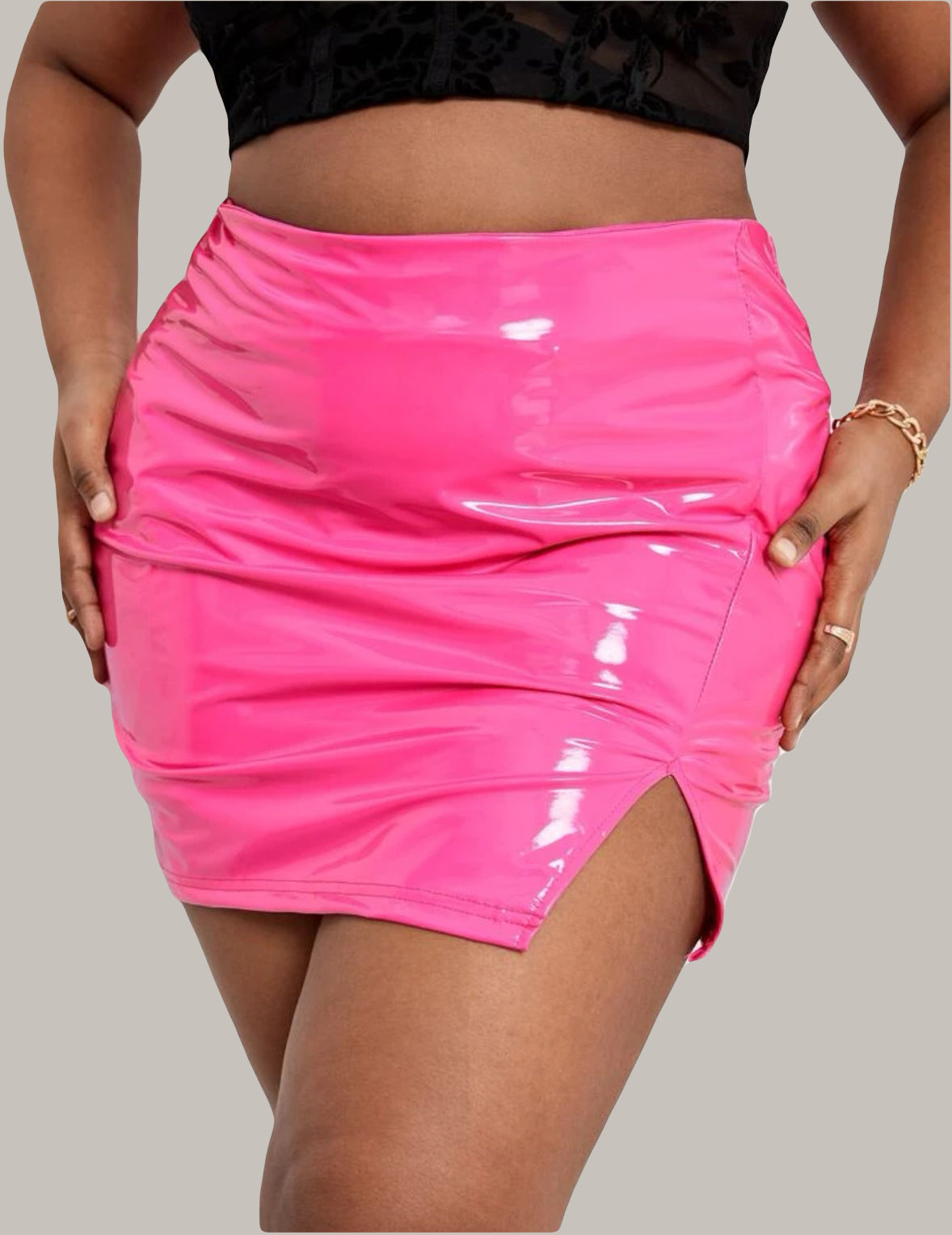 Pink Pleather Skirt