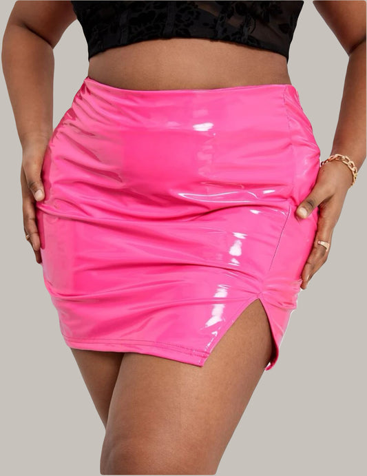 Pink Pleather Skirt