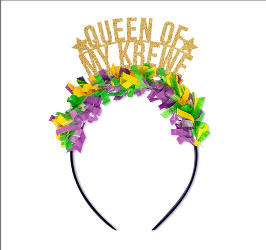 Queen of My Krewe Mardi Gras Party Crown Headband