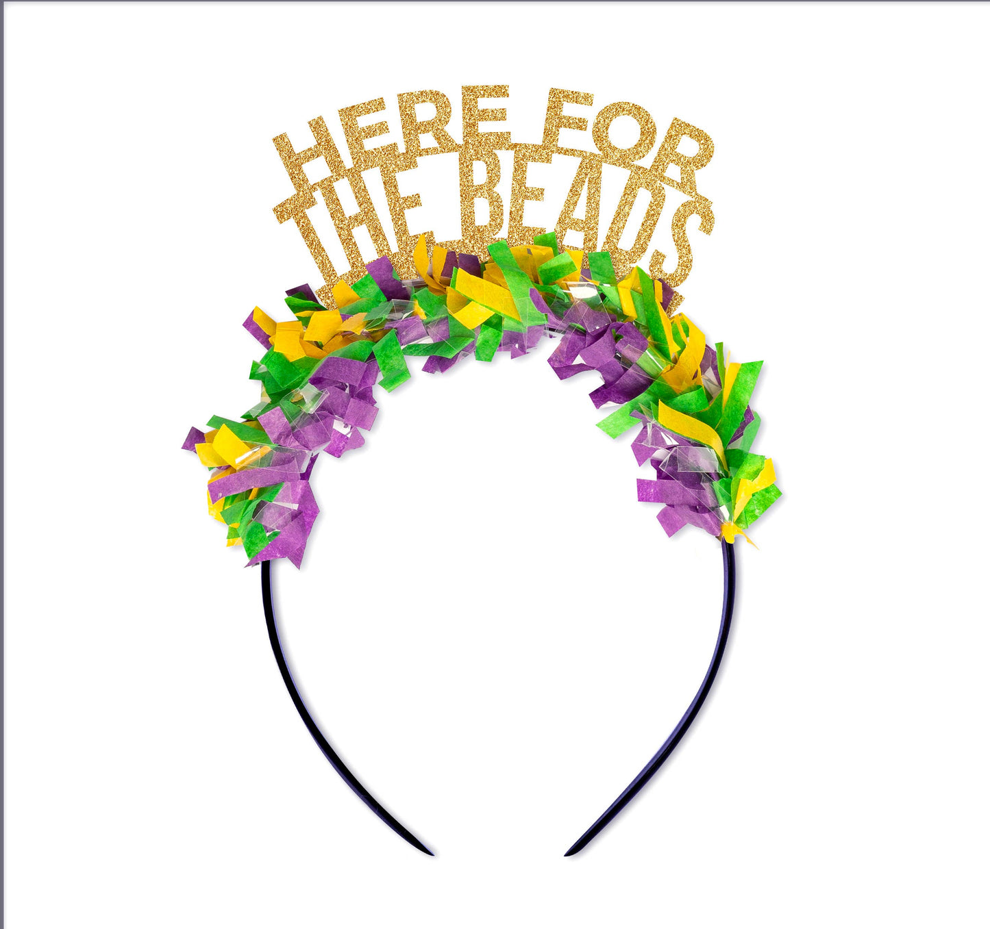 Here for the Beads Mardi Gras Party Crown Headband