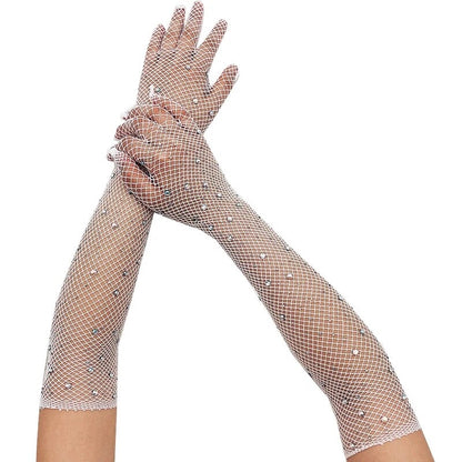 Rhinestone Fishnet Gloves