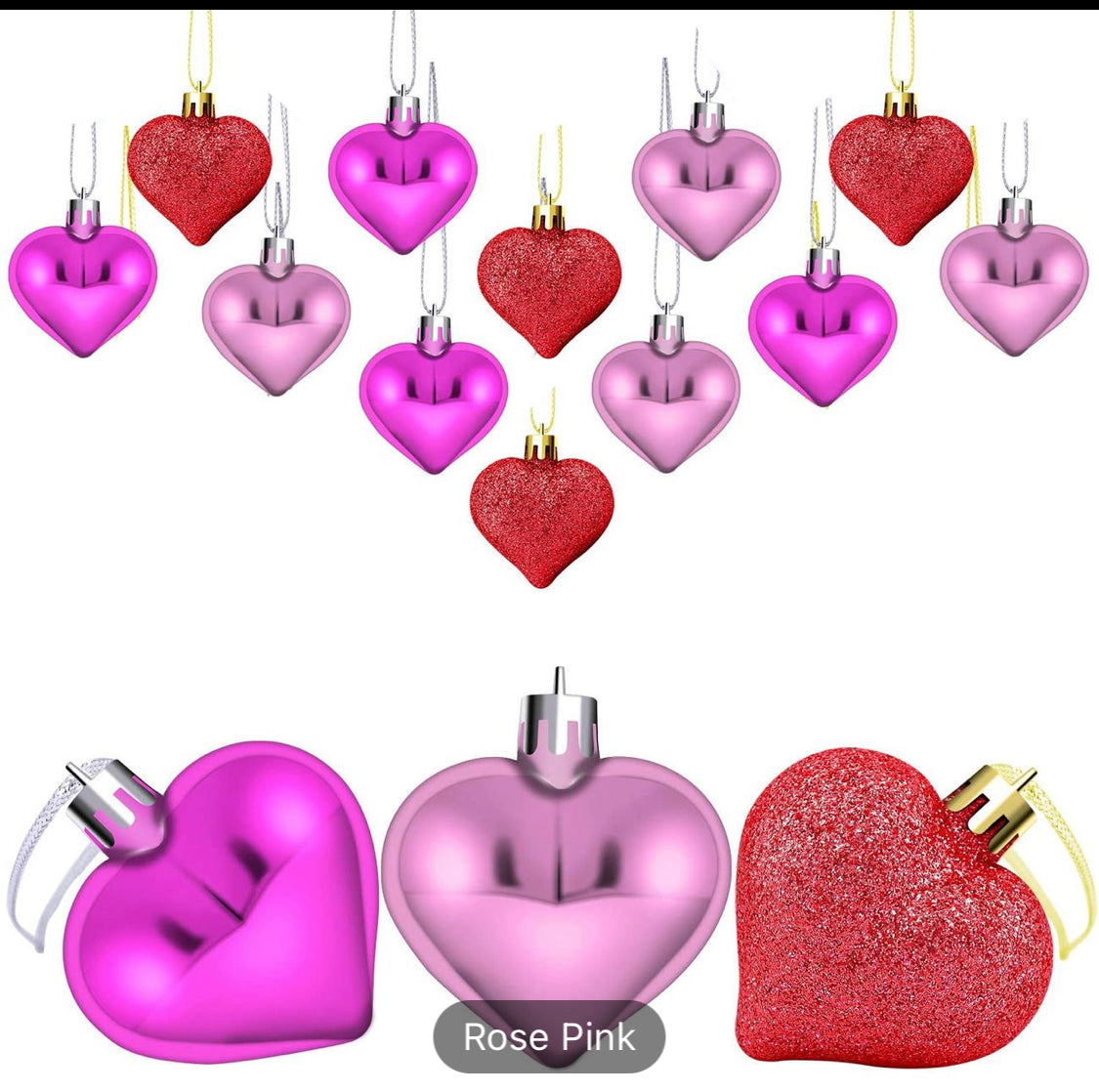 12 piece Heart Ornaments