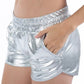 Metallic Waist Pocket Shorts