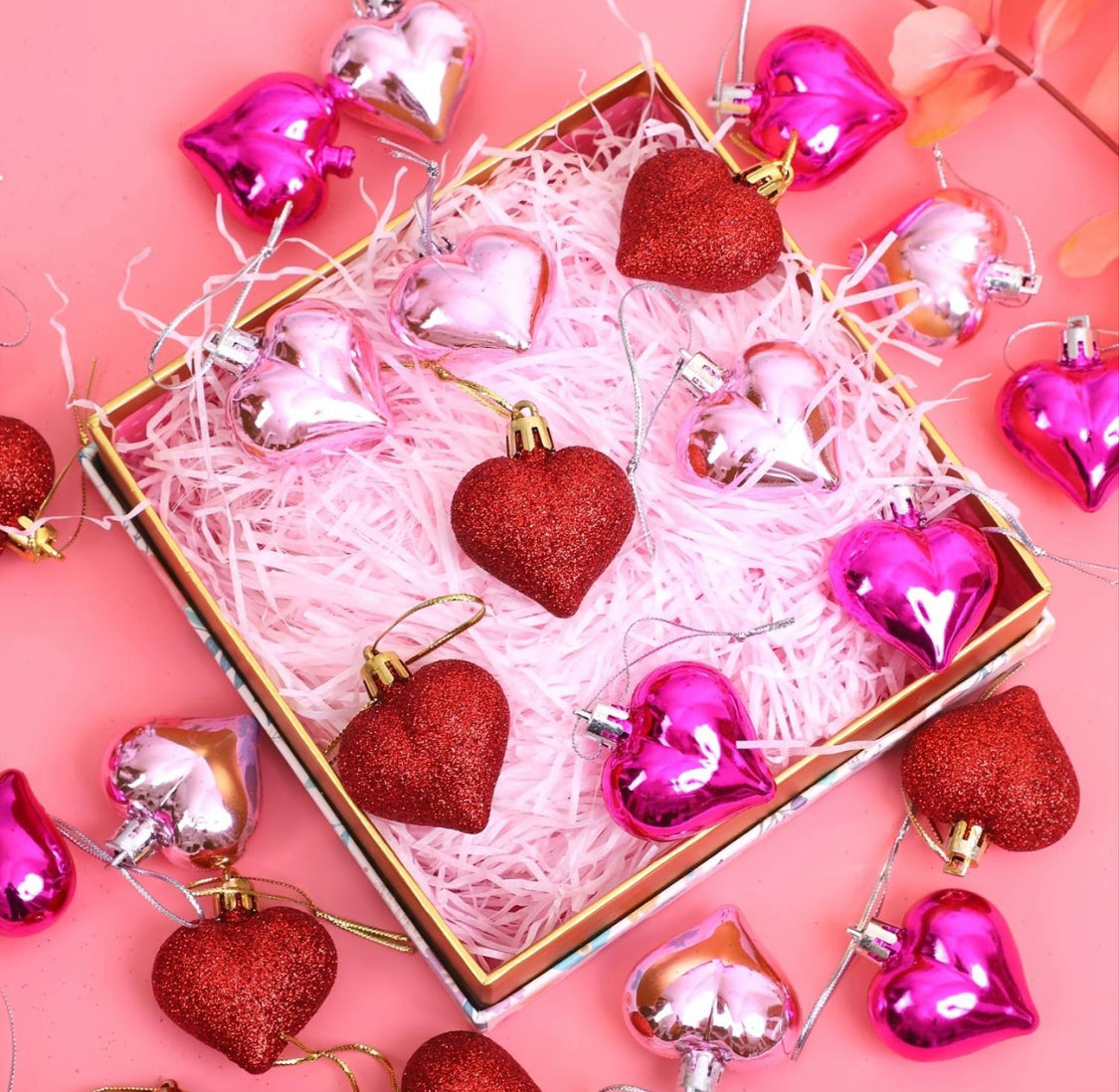 12 piece Heart Ornaments
