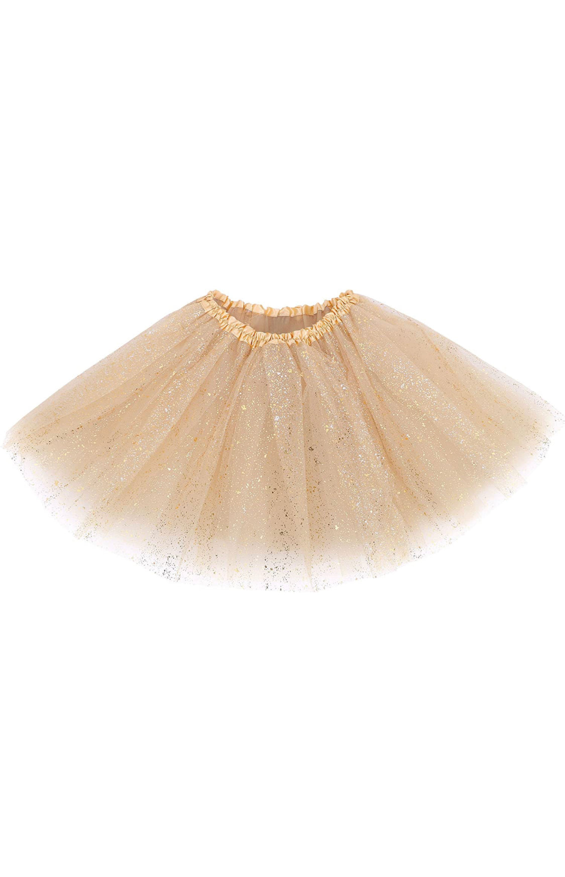 One Size Classic Elastic Purple and Golden Sequin 3 Layered Tulle Running Tutu Skirt