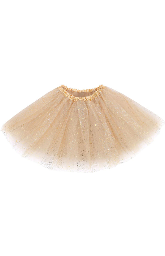 One Size Classic Elastic Purple and Golden Sequin 3 Layered Tulle Running Tutu Skirt