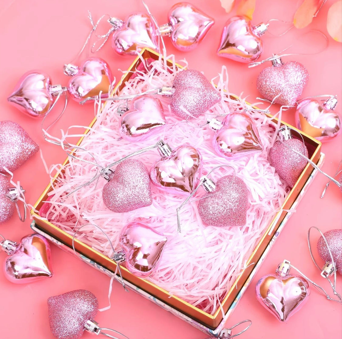12 piece Heart Ornaments