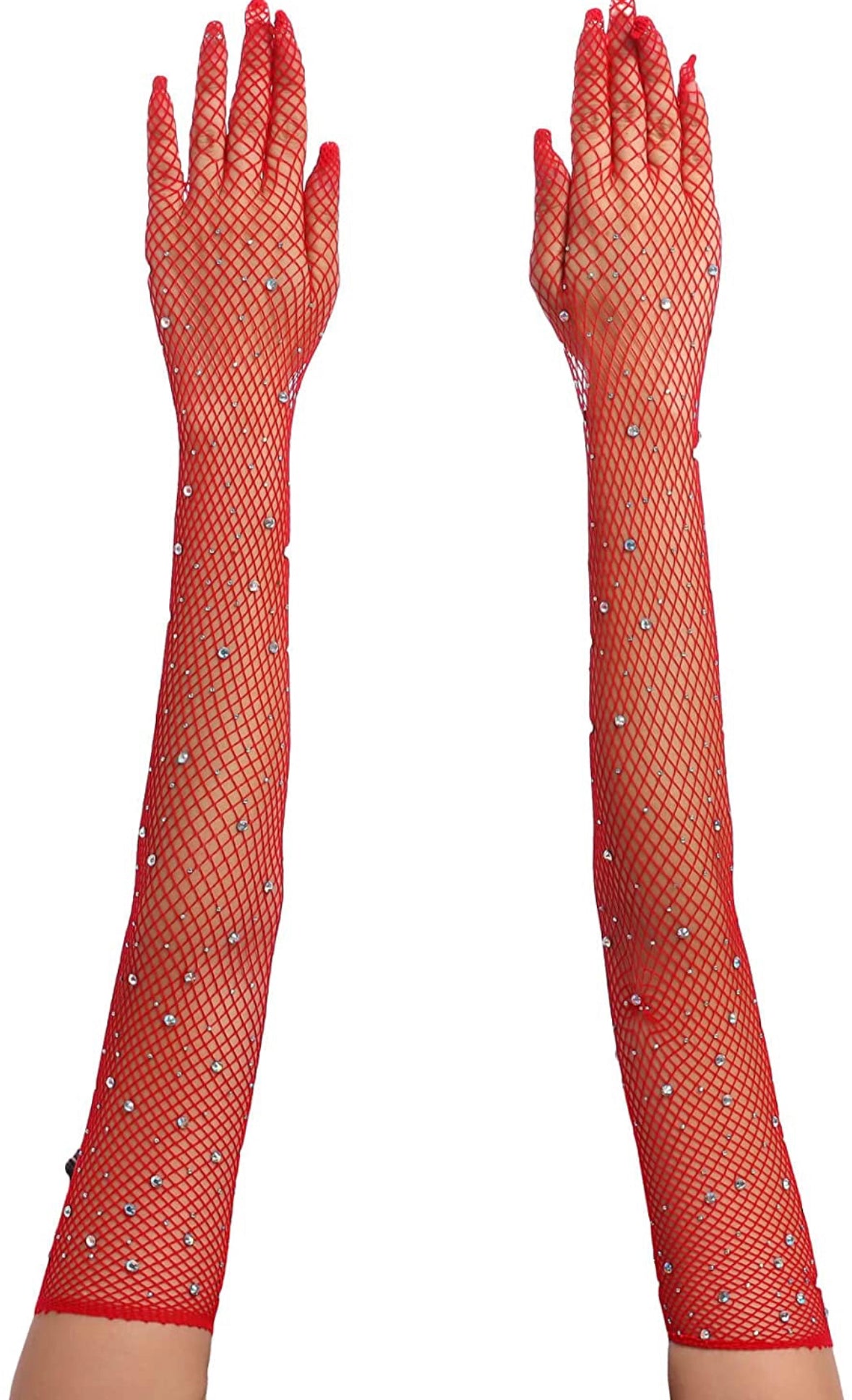 Rhinestone Fishnet Gloves