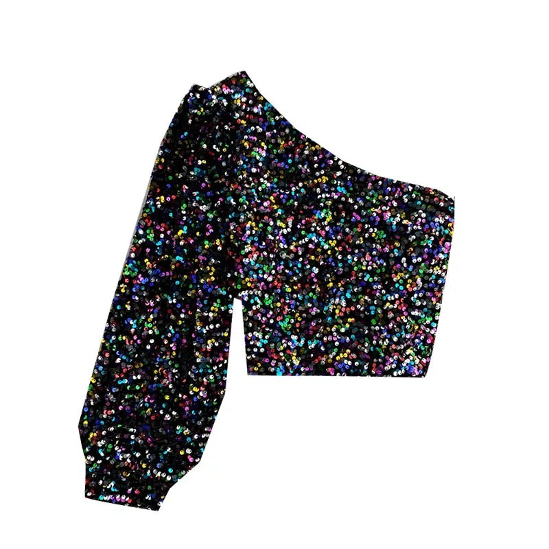 One Shoulder Sequin Top