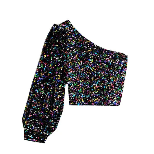 One Shoulder Sequin Top