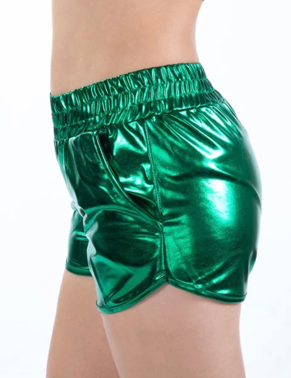 Metallic Waist Pocket Shorts