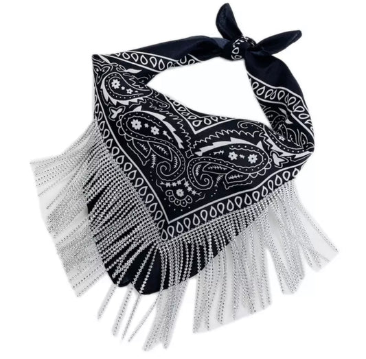 Rhinestone Tassel Bandana