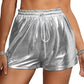 Metallic Waist Pocket Shorts