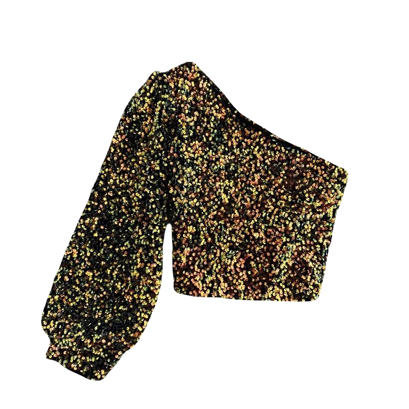 One Shoulder Sequin Top