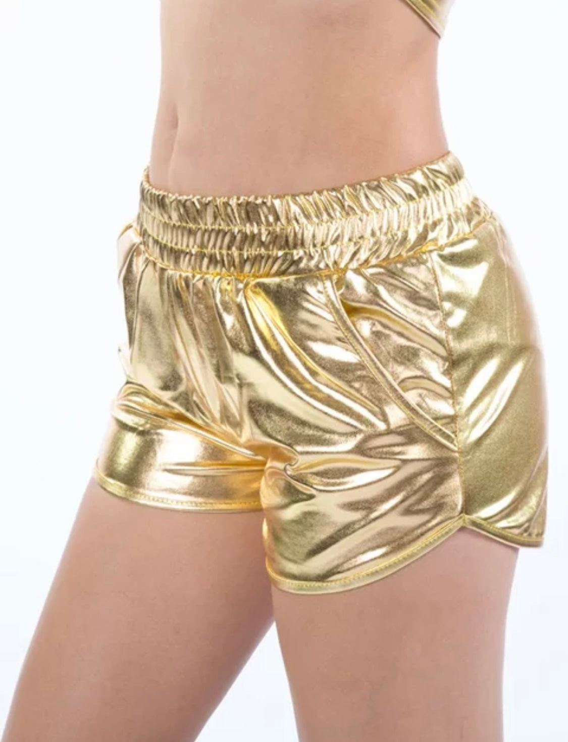 Metallic Waist Pocket Shorts
