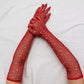 Rhinestone Fishnet Gloves
