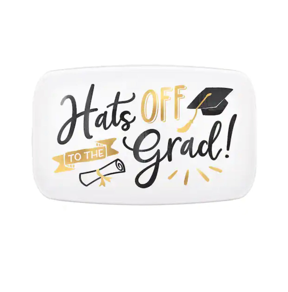 18" Hats Off Grad Rectangular Plastic Coupe Platter