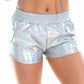 Metallic Waist Pocket Shorts